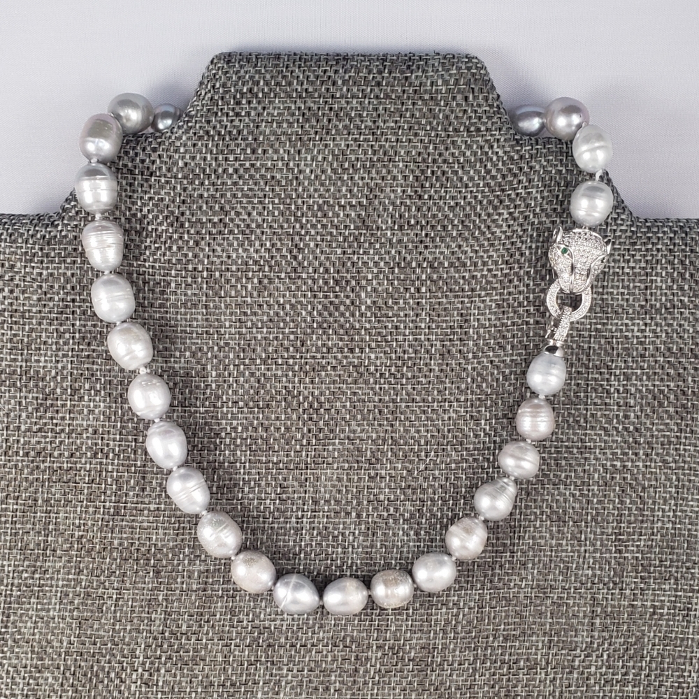 Elegant Silver Pearl Necklace